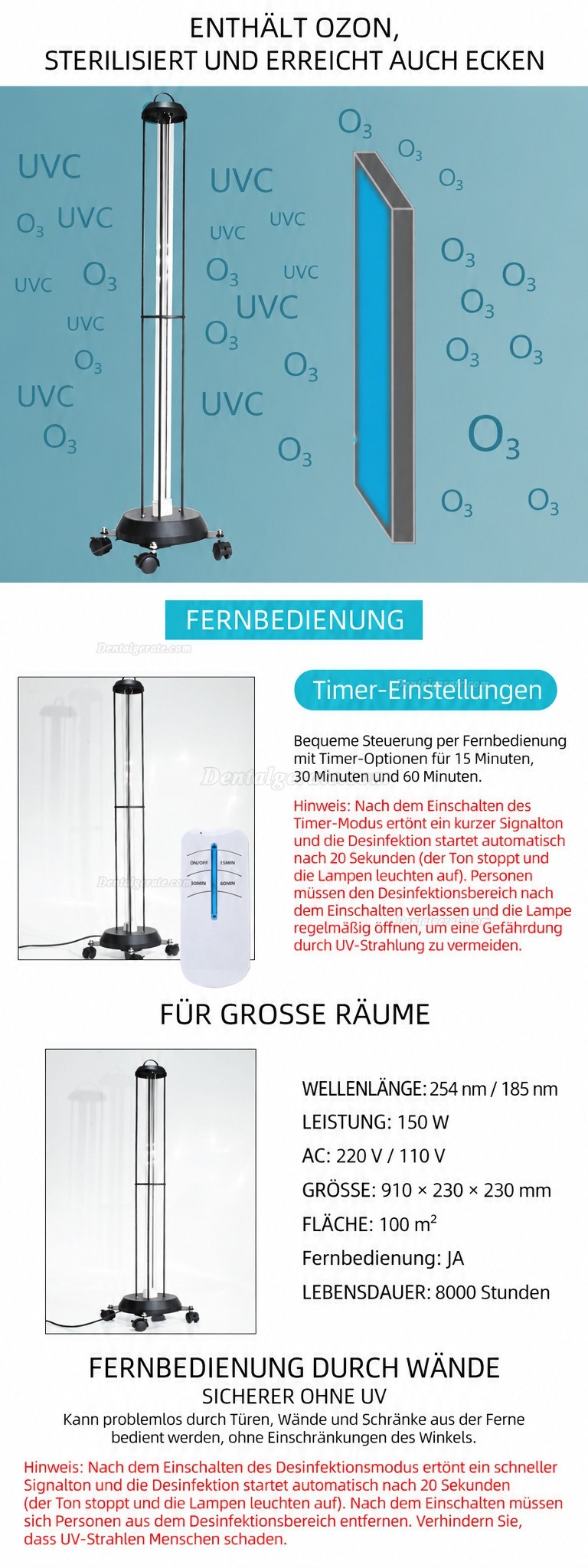 150W UV-Desinfektionsapparat UV-Trolleywagen Keimtötende Lampe mit Radarsensore 150W UV-Desinfektionsapparat UV-Trolleywagen Keimtötende Lampe mit Radarsensore